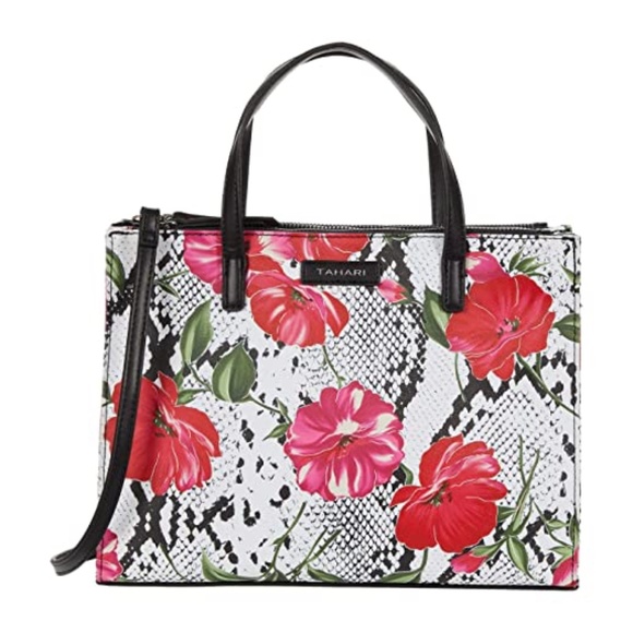 Tahari Handbags - Tahari Floral Snake Satchel.